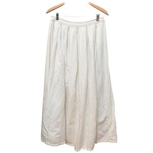 ILLA ILLA Skirt Women M White Linen Blend Maxi Boho Contrast Stitch IT1013-S